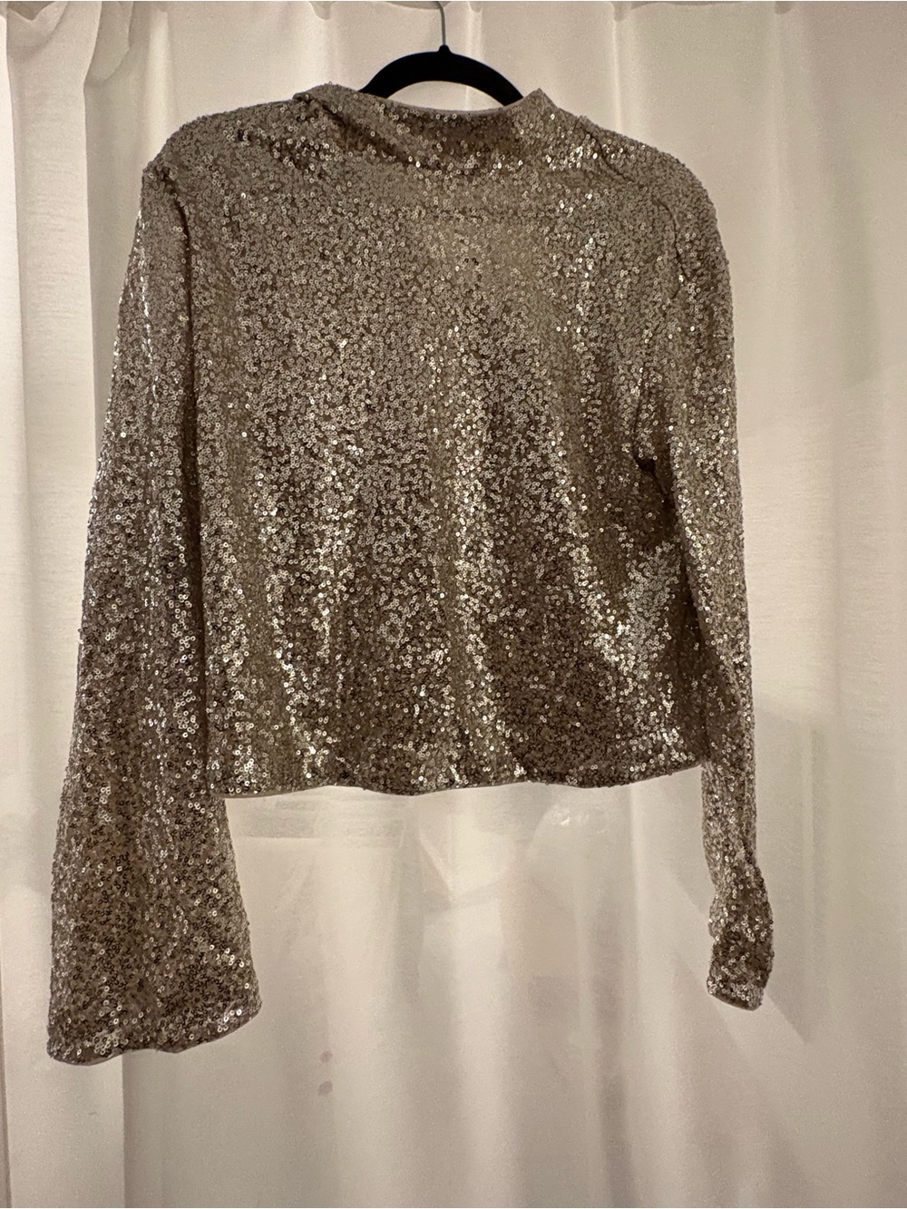 Women's Gold Sequin Long-Sleeve Top